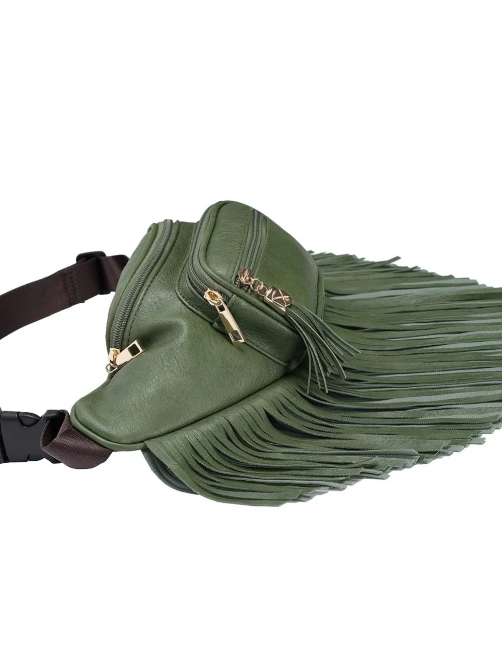Olive Green Fringe Crossbody Belt Bag - Chic Hands-Free Carry NEW